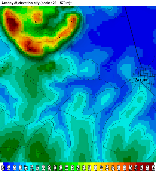 Acahay elevation map