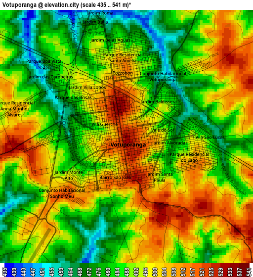 Votuporanga elevation map