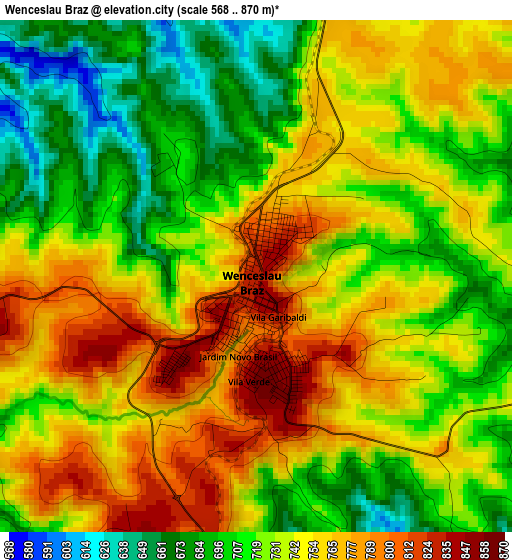 Wenceslau Braz elevation map