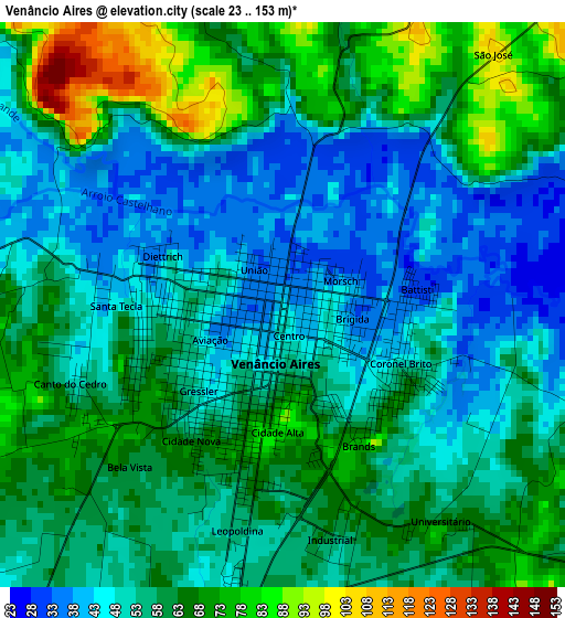 Venâncio Aires elevation map