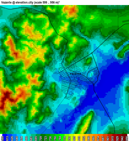 Vazante elevation map