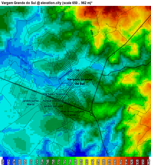 Vargem Grande do Sul elevation map
