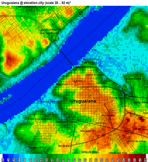 Uruguaiana elevation map