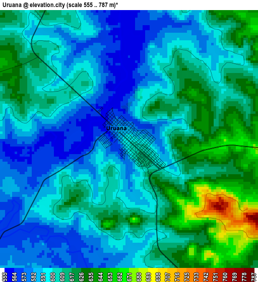 Uruana elevation map