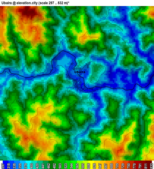 Ubaíra elevation map