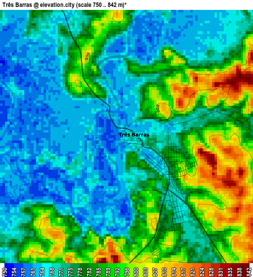 Três Barras elevation map