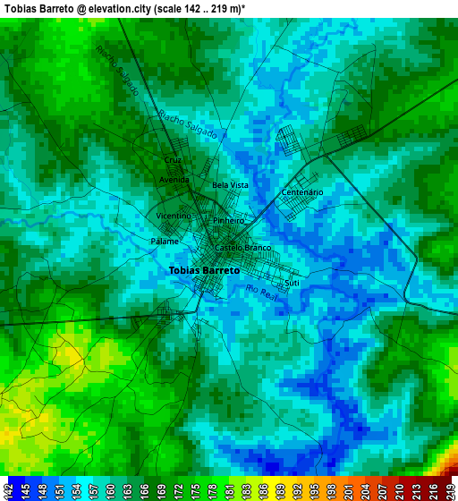 Tobias Barreto elevation map