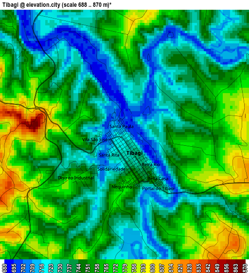 Tibagi elevation map