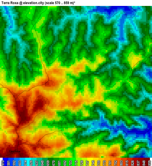 Terra Roxa elevation map