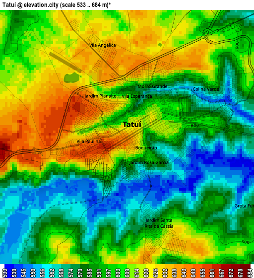 Tatuí elevation map