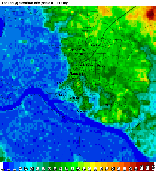 Taquari elevation map