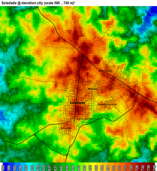 Soledade elevation map