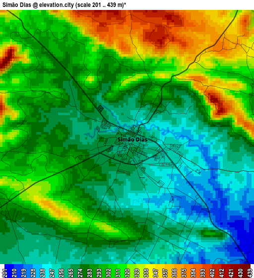 Simão Dias elevation map