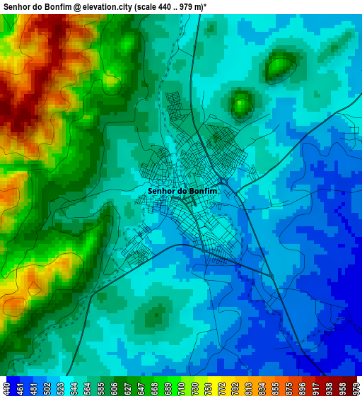 Senhor do Bonfim elevation map