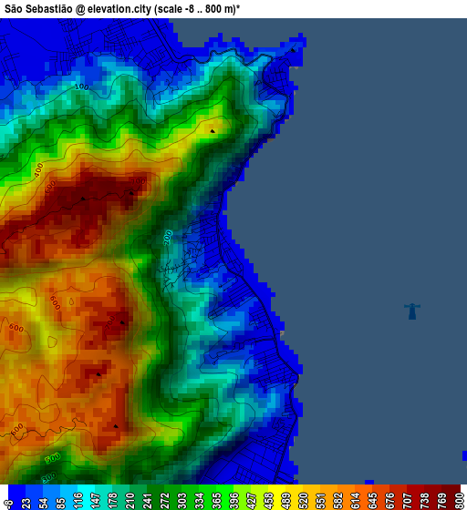 São Sebastião elevation map