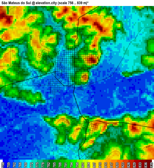 São Mateus do Sul elevation map