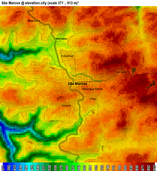 São Marcos elevation map