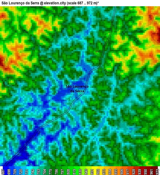 São Lourenço da Serra elevation map