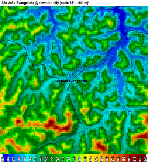 São João Evangelista elevation map