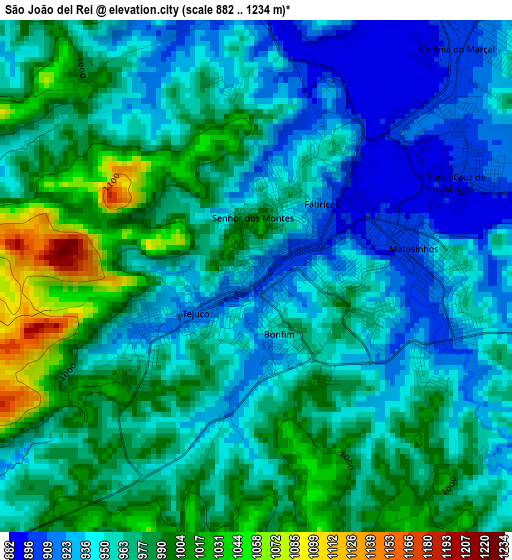 São João del Rei elevation map