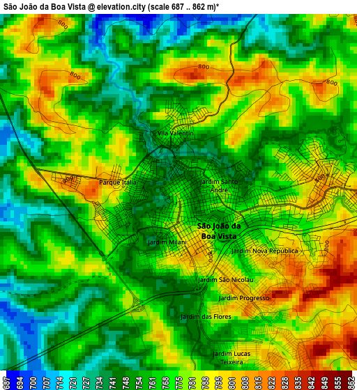 São João da Boa Vista elevation map