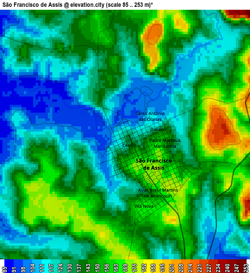 São Francisco de Assis elevation map