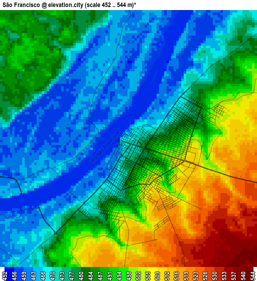 São Francisco elevation map