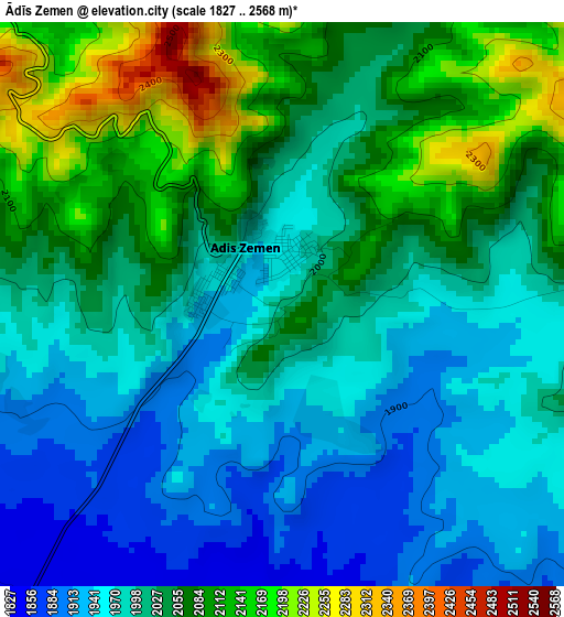 Ādīs Zemen elevation map