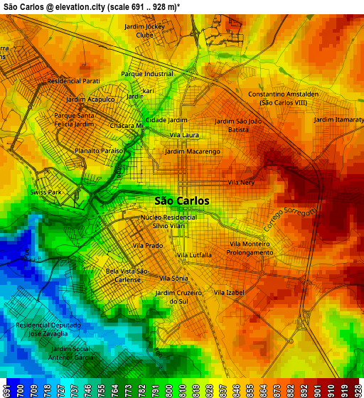 São Carlos elevation map