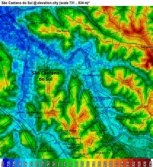 São Caetano do Sul elevation map