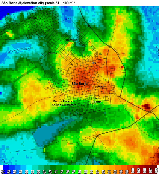 São Borja elevation map