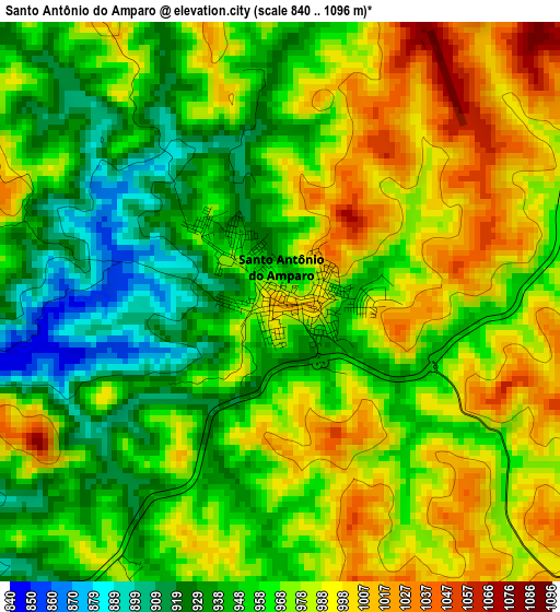 Santo Antônio do Amparo elevation map