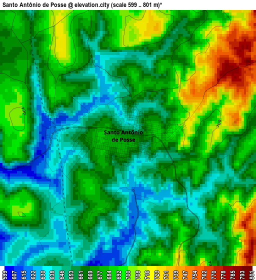 Santo Antônio de Posse elevation map