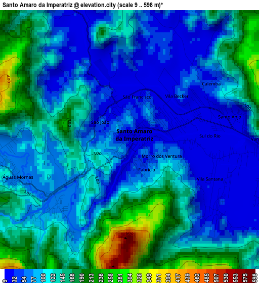 Santo Amaro da Imperatriz elevation map