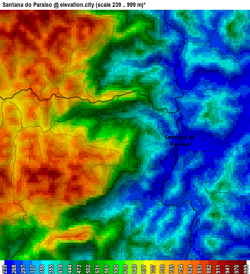 Santana do Paraíso elevation map