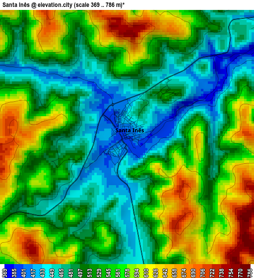 Santa Inês elevation map