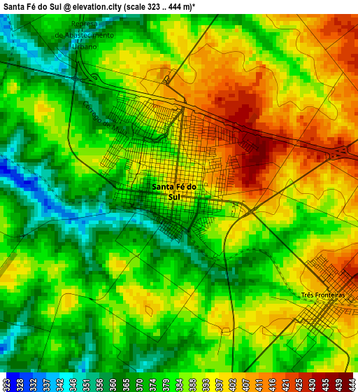 Santa Fé do Sul elevation map