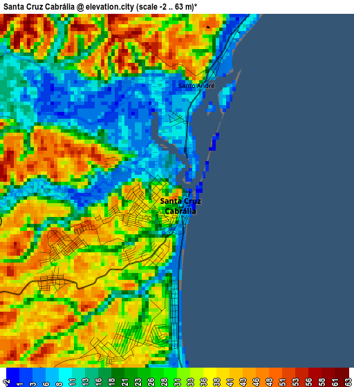 Santa Cruz Cabrália elevation map