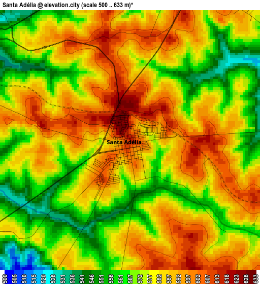 Santa Adélia elevation map