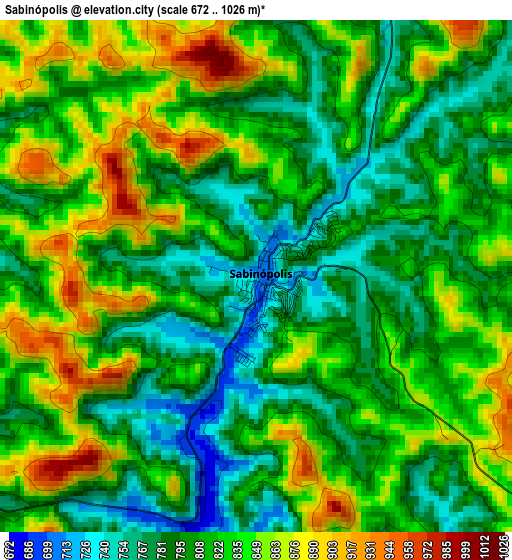 Sabinópolis elevation map