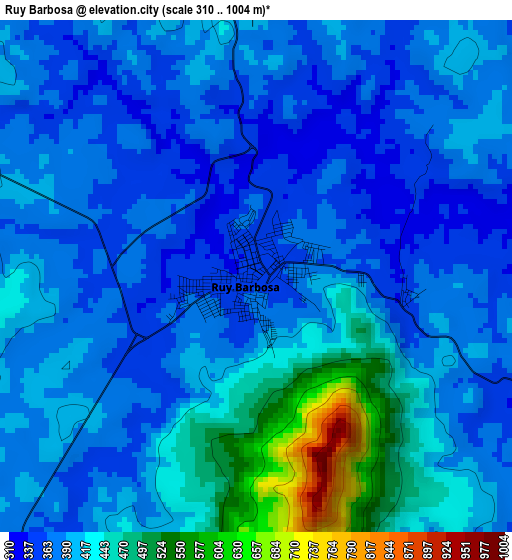 Ruy Barbosa elevation map