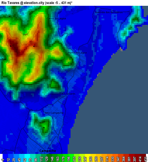 Rio Tavares elevation map