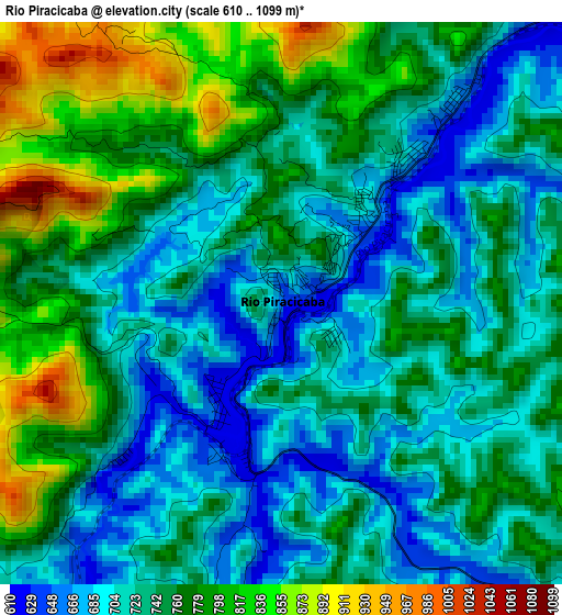 Rio Piracicaba elevation map