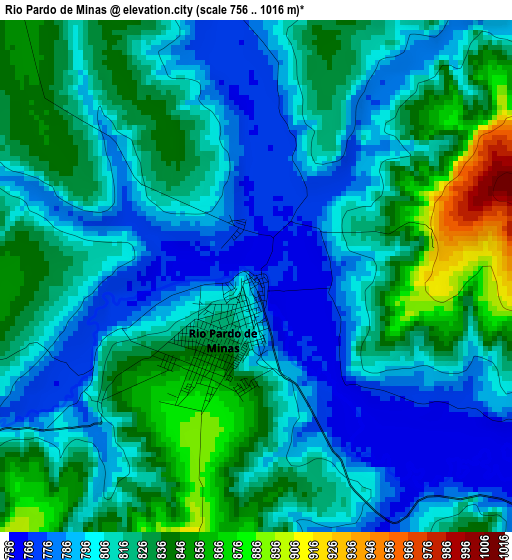 Rio Pardo de Minas elevation map