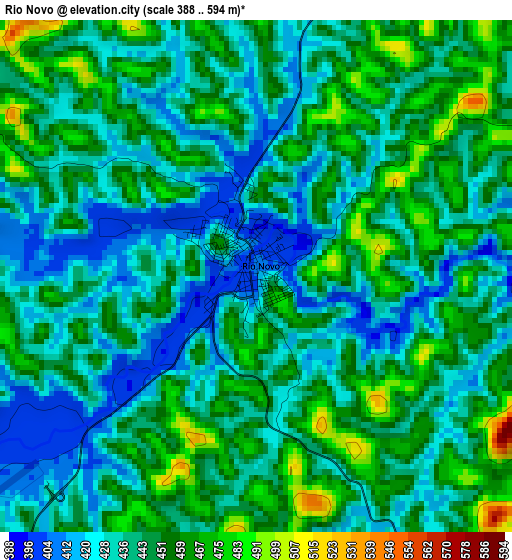 Rio Novo elevation map