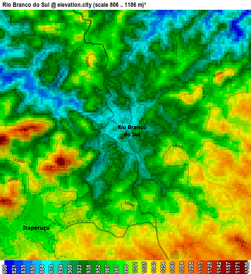 Rio Branco do Sul elevation map