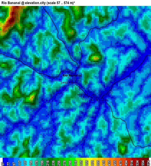 Rio Bananal elevation map