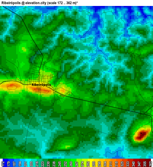 Ribeirópolis elevation map