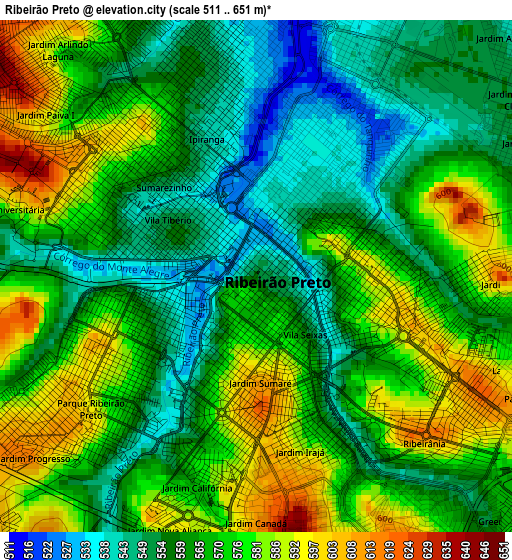 Ribeirão Preto elevation map