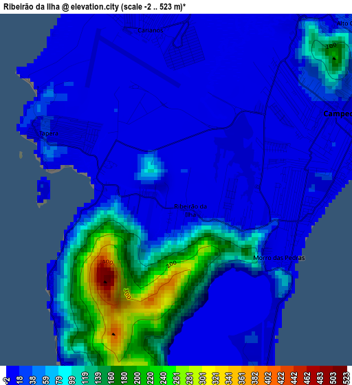 Ribeirão da Ilha elevation map